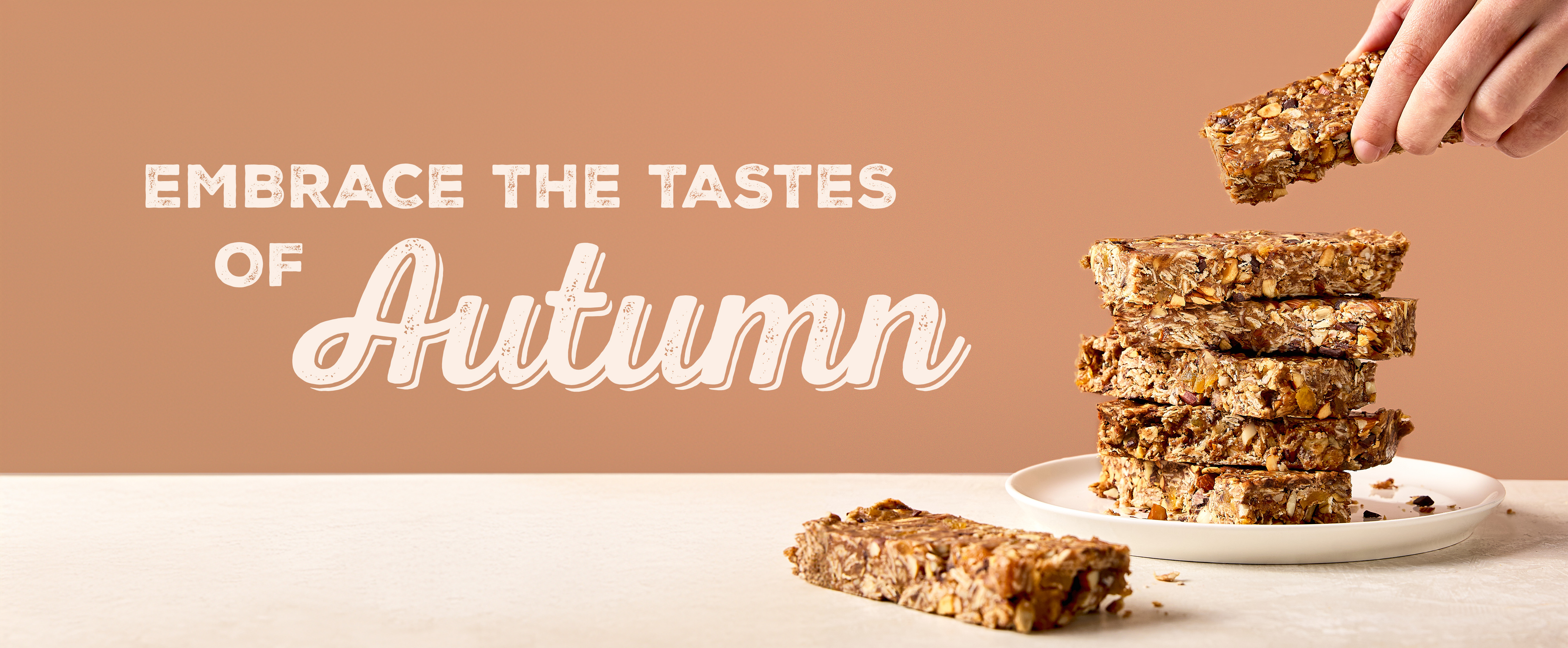 Granola bars with text Embrace the tastes of autumn