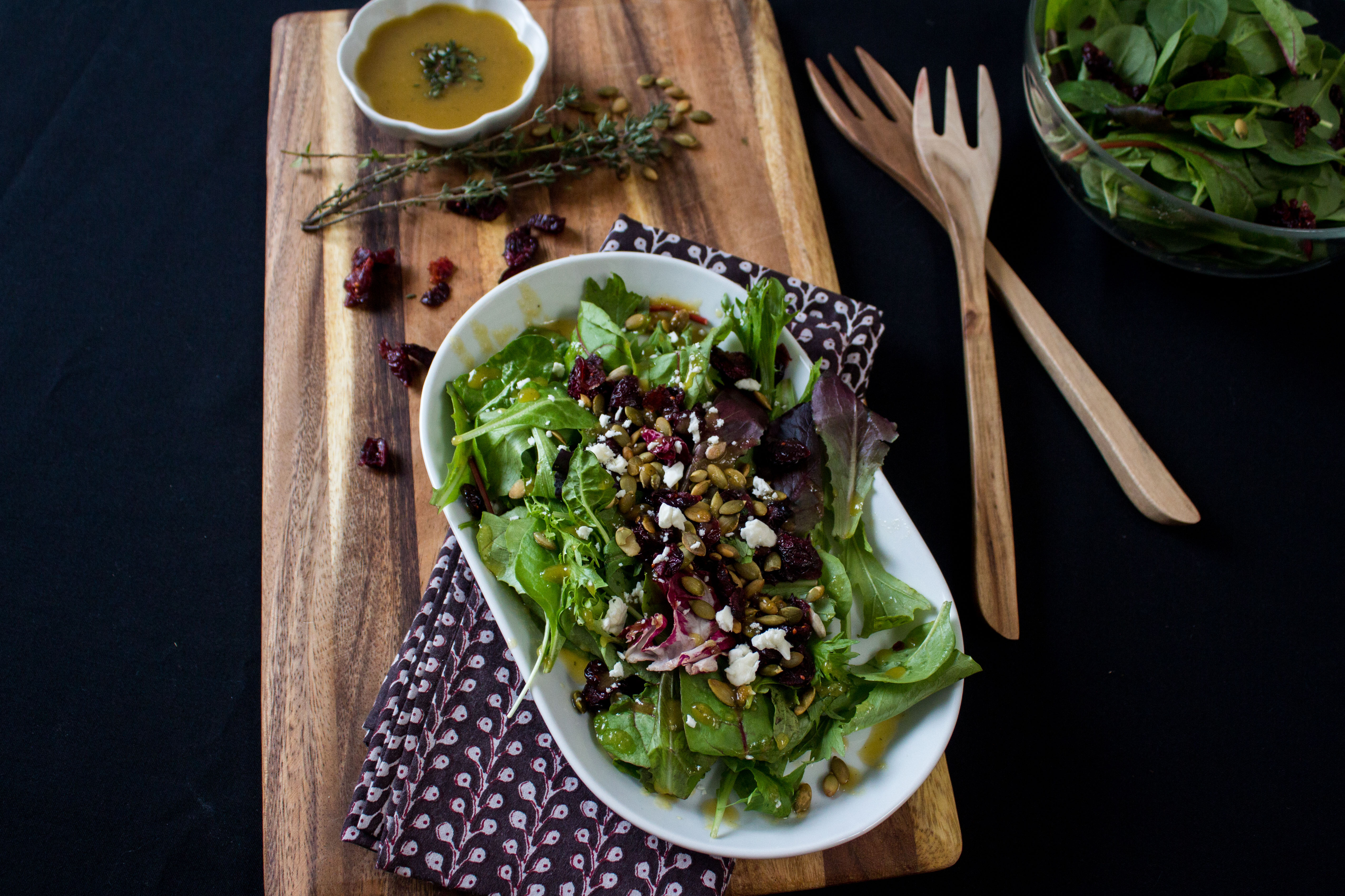 Cranberry & Mixed Green Salad with Caramelized Apple Vinaigrette