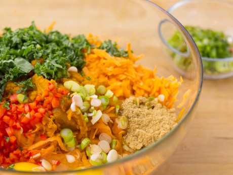 Kale and Sweet Potato Fritters