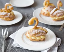 Swan Eclairs with Lemon Crème Pâtissière